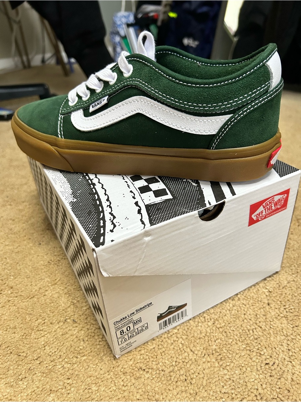 Vans Chukka Low Sidestripe skate shoes with gum button - NWT (M 8 / W 9.5)